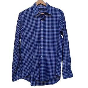 Ralph Lauren Men’s Plaid Button-Down Shirt Small 100% Cotton Blue Check
